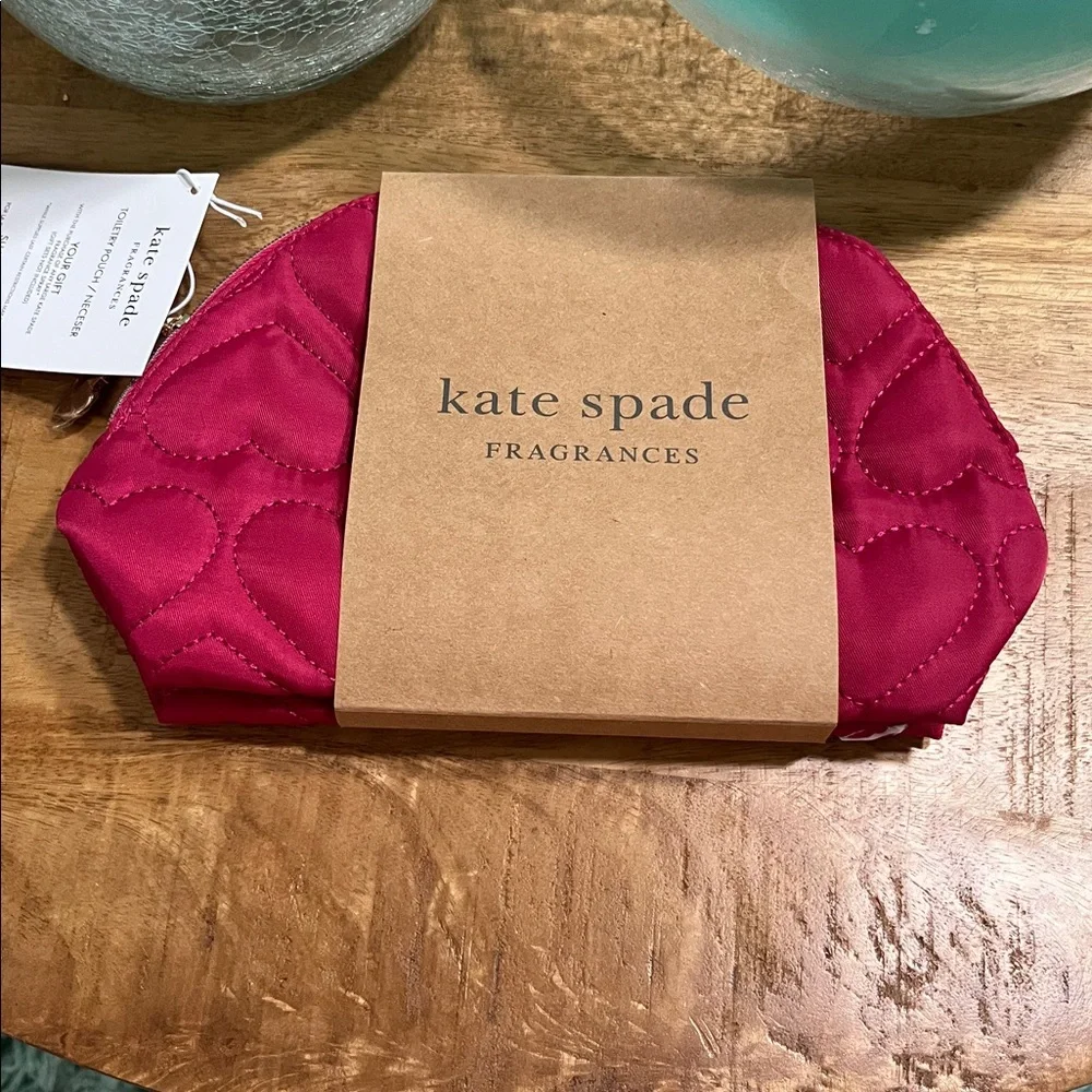 Kate Spade Fragrance Quilted Heart Cosmetic Bag-NWT